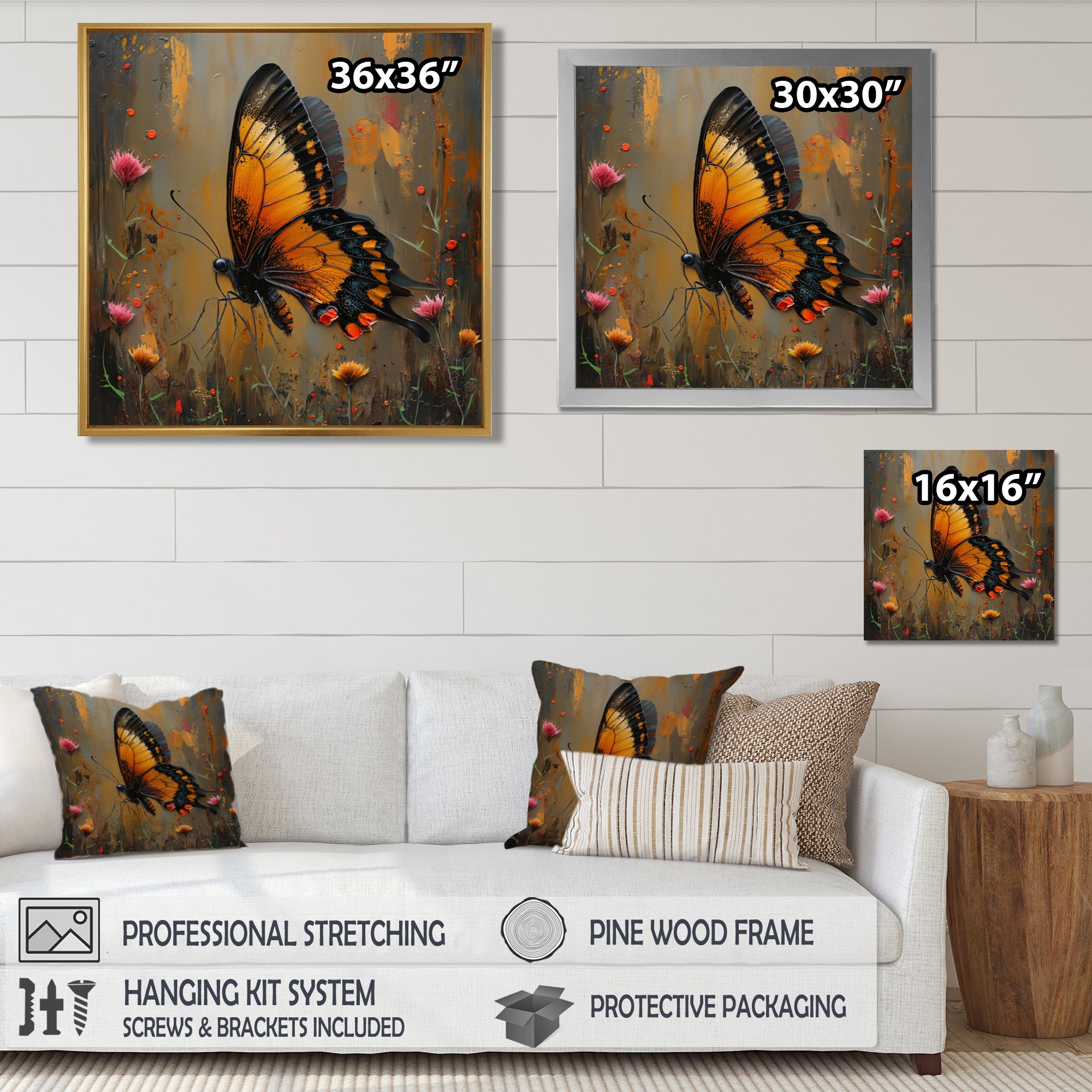 Vintage yellow and black Butterfly gardens - Yellow Butterfly Wall Art