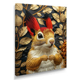 Red gold Squirrel Art deco portrait - Squirrel Large Canvas Wall Art