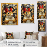 Red gold Squirrel Art deco portrait - Squirrel Large Canvas Wall Art