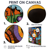 Geometric multicolor flower dog portrait - Dog Canvas Wall Art