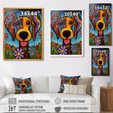 Geometric multicolor flower dog portrait - Dog Canvas Wall Art