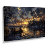 Fishing Under The Starry Night Sky - Hunting & Fishing Canvas Wall Art