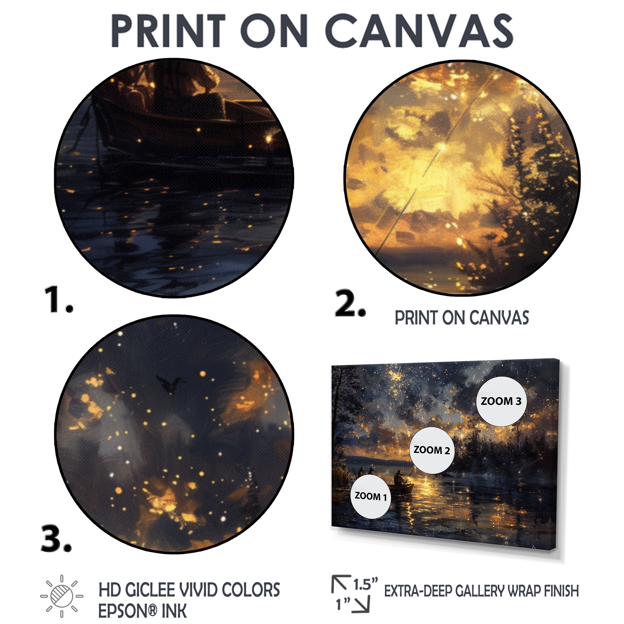 Fishing Under The Starry Night Sky - Hunting & Fishing Canvas Wall Art