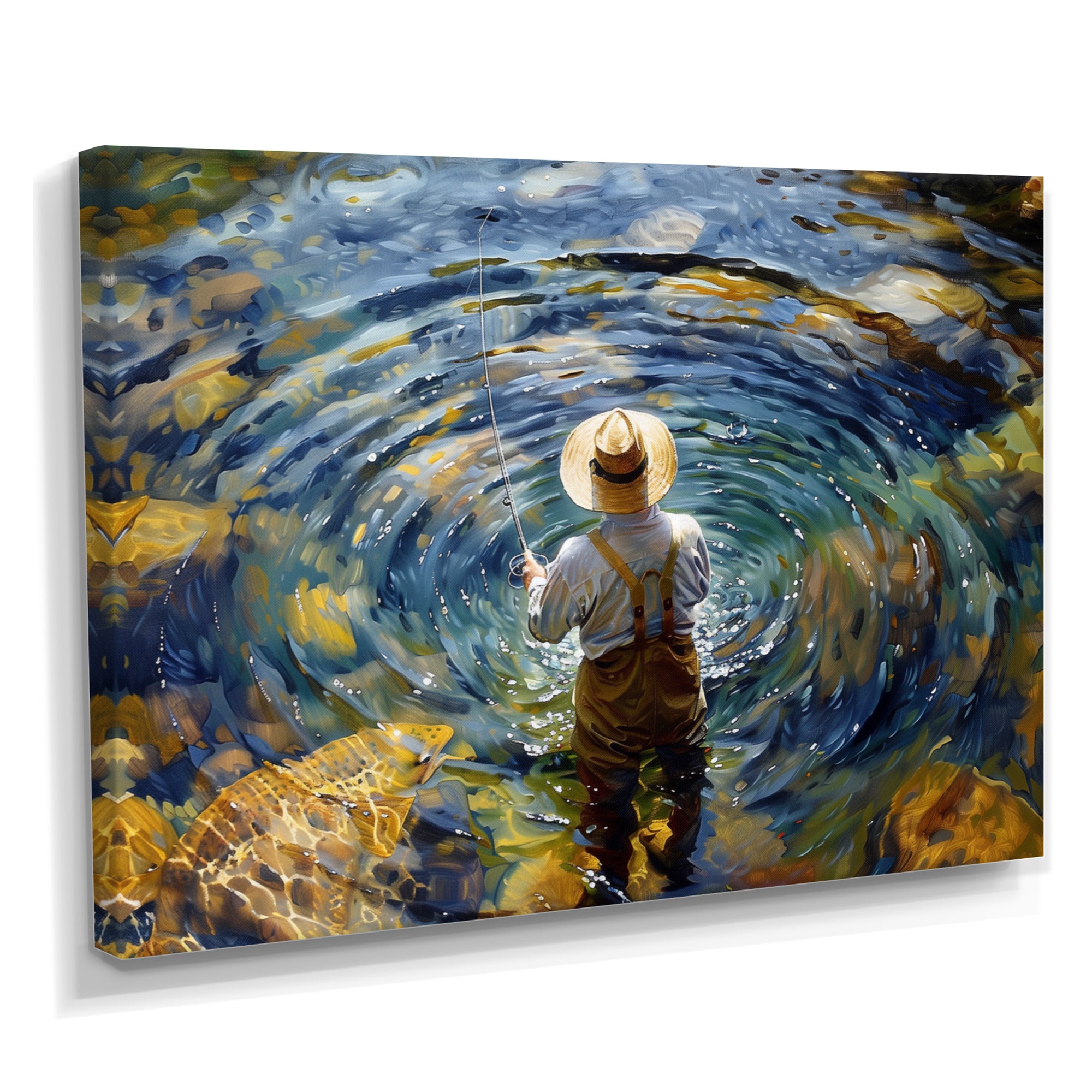 River Trout Fishing In The Mountains I - Hunting & Fishing Canvas Wall Art