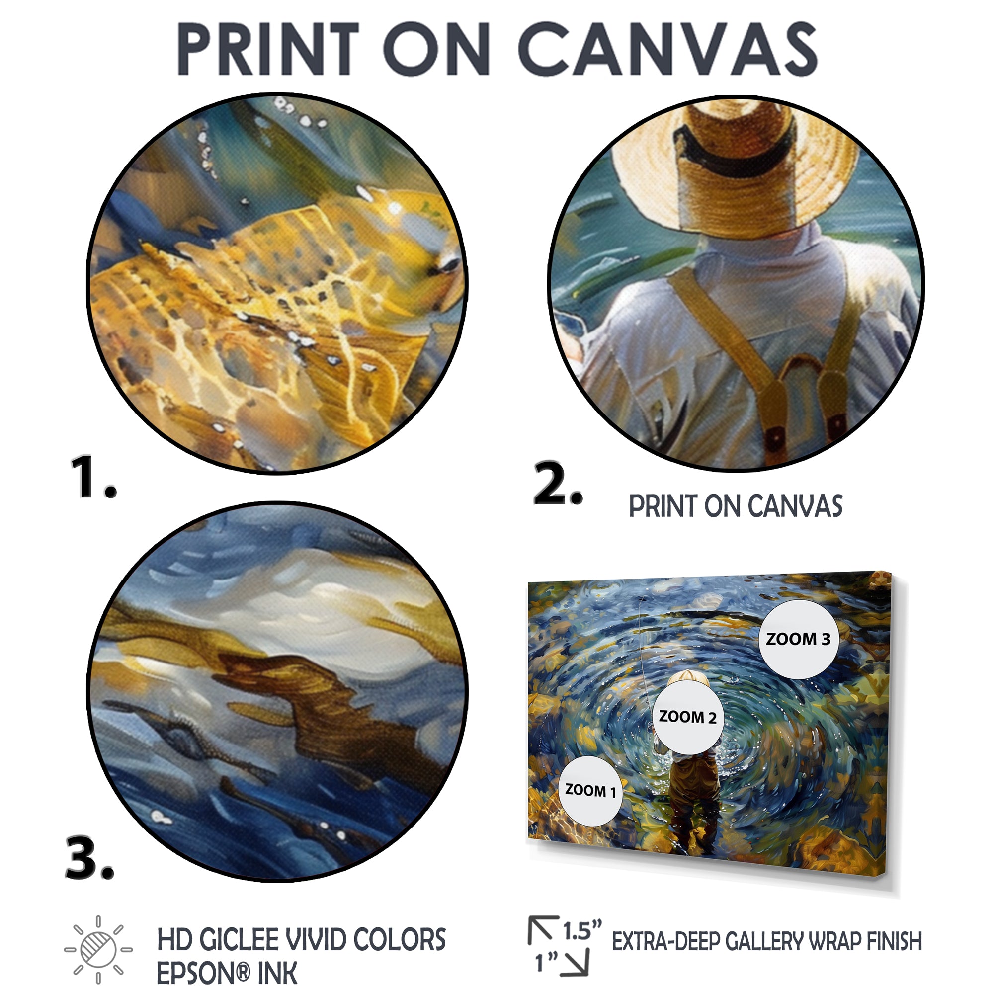 River Trout Fishing In The Mountains I - Hunting & Fishing Canvas Wall Art