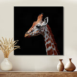 Brown giraffe profile on black - White Giraffe Wall Art