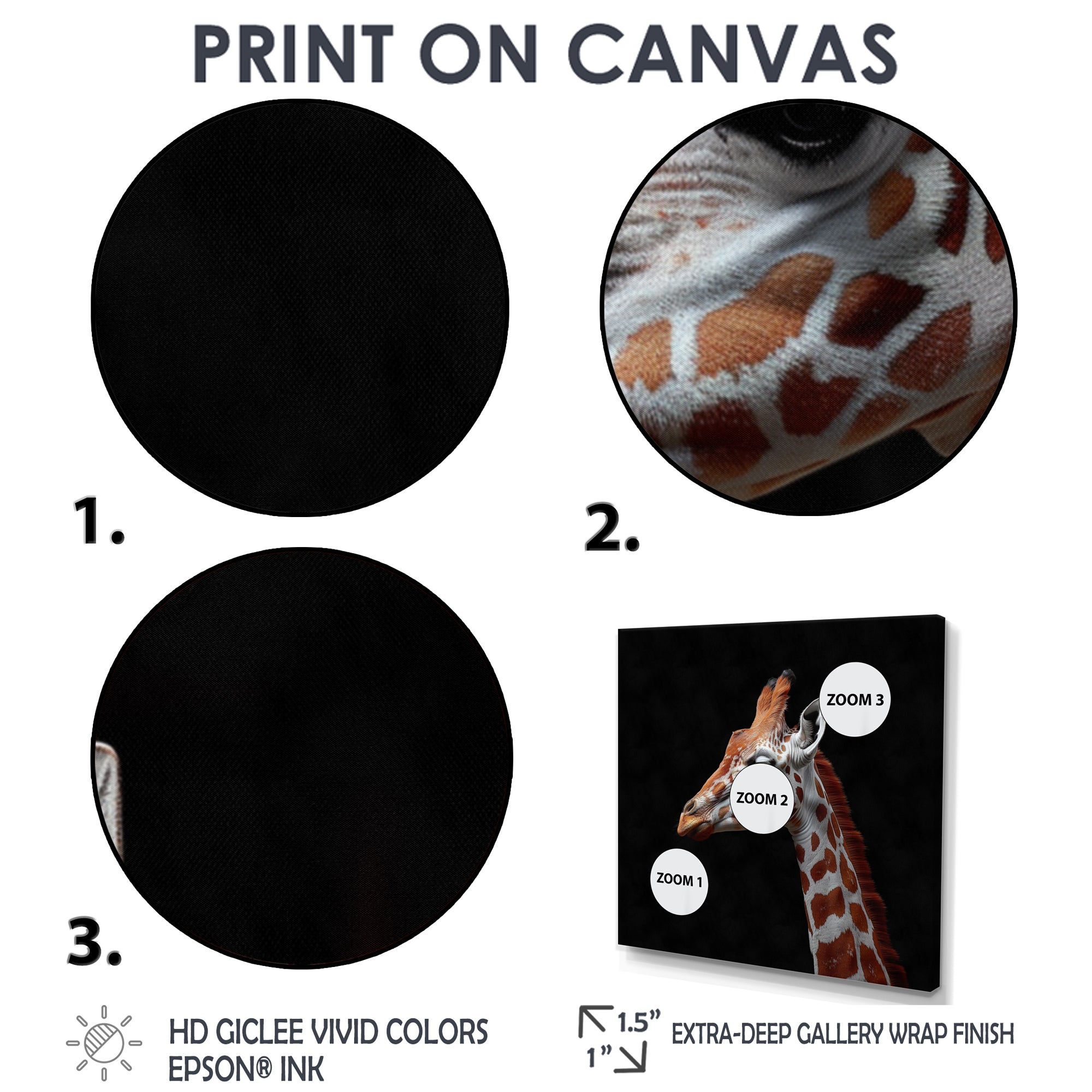 Brown giraffe profile on black - White Giraffe Wall Art