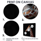 Brown giraffe profile on black - White Giraffe Wall Art