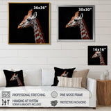 Brown giraffe profile on black - White Giraffe Wall Art