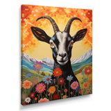 Mountain Goat in colorful meadows - Goat Large Canvas Wall Art