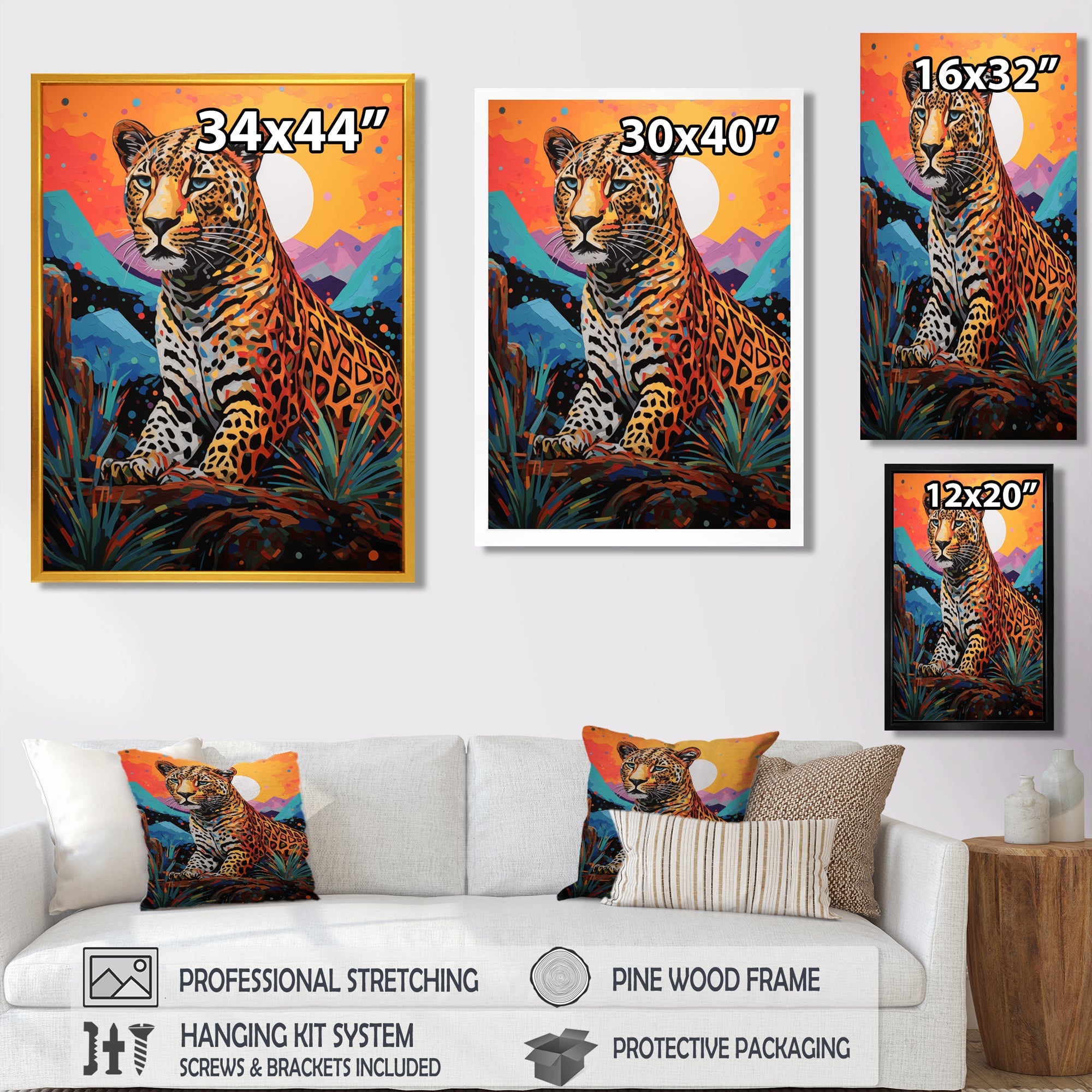 Cheetah in colorful mountain Sahara landscape - Cheetah Canvas Wall Art