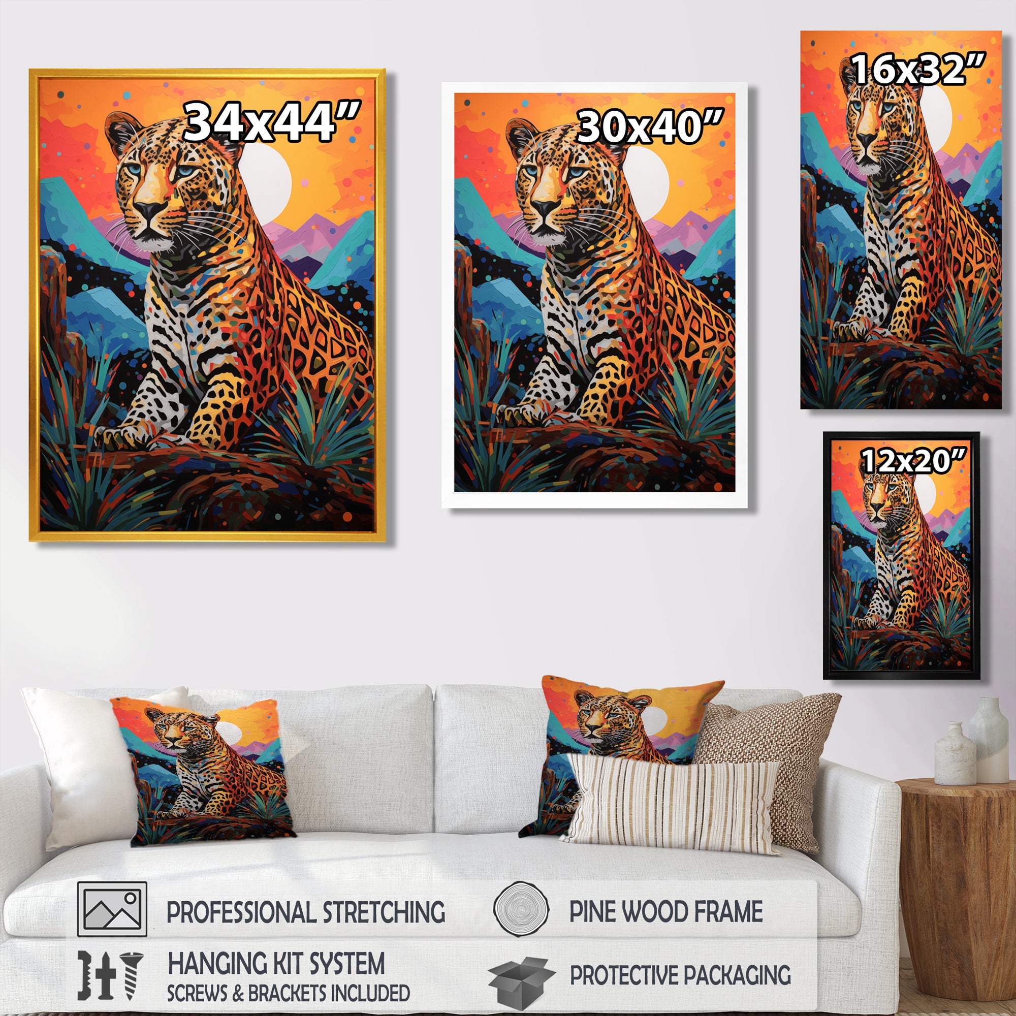 Cheetah in colorful mountain Sahara landscape - Cheetah Canvas Wall Art