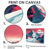 Red Blue Winter Mountain Views Hiking I - Hiking Canvas Wall Art