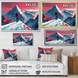 Red Blue Winter Mountain Views Hiking I - Hiking Canvas Wall Art