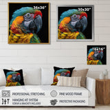 Green and yellow parrot portrait on black - Parrot Wall Decor