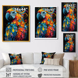 Blue orange parrot portrait on black - Parrot Wall Decor