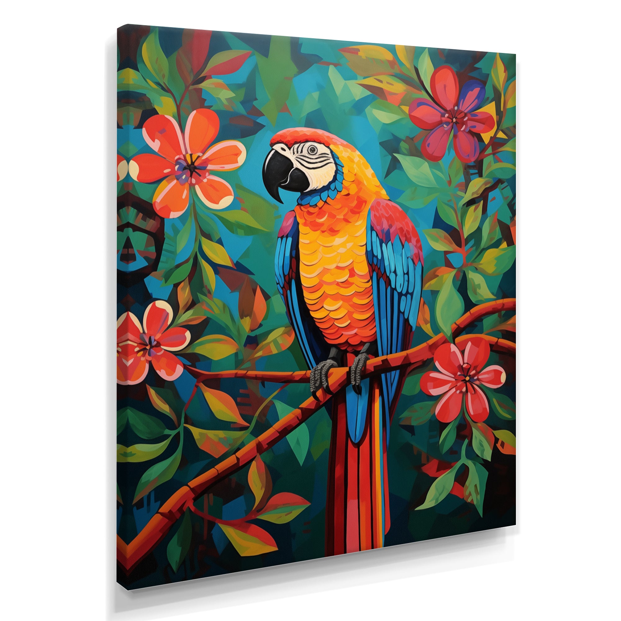 Orange blue Parrot in the African jungle - Parrot Wall Art Prints
