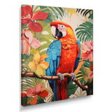 Red blue Parrot in the African jungle - Red Parrot Wall Art