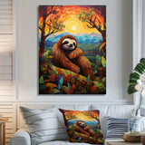 Relaxing Sloth in colorful landscape - Sloth Bedroom Wall Art