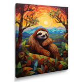 Relaxing Sloth in colorful landscape - Sloth Bedroom Wall Art