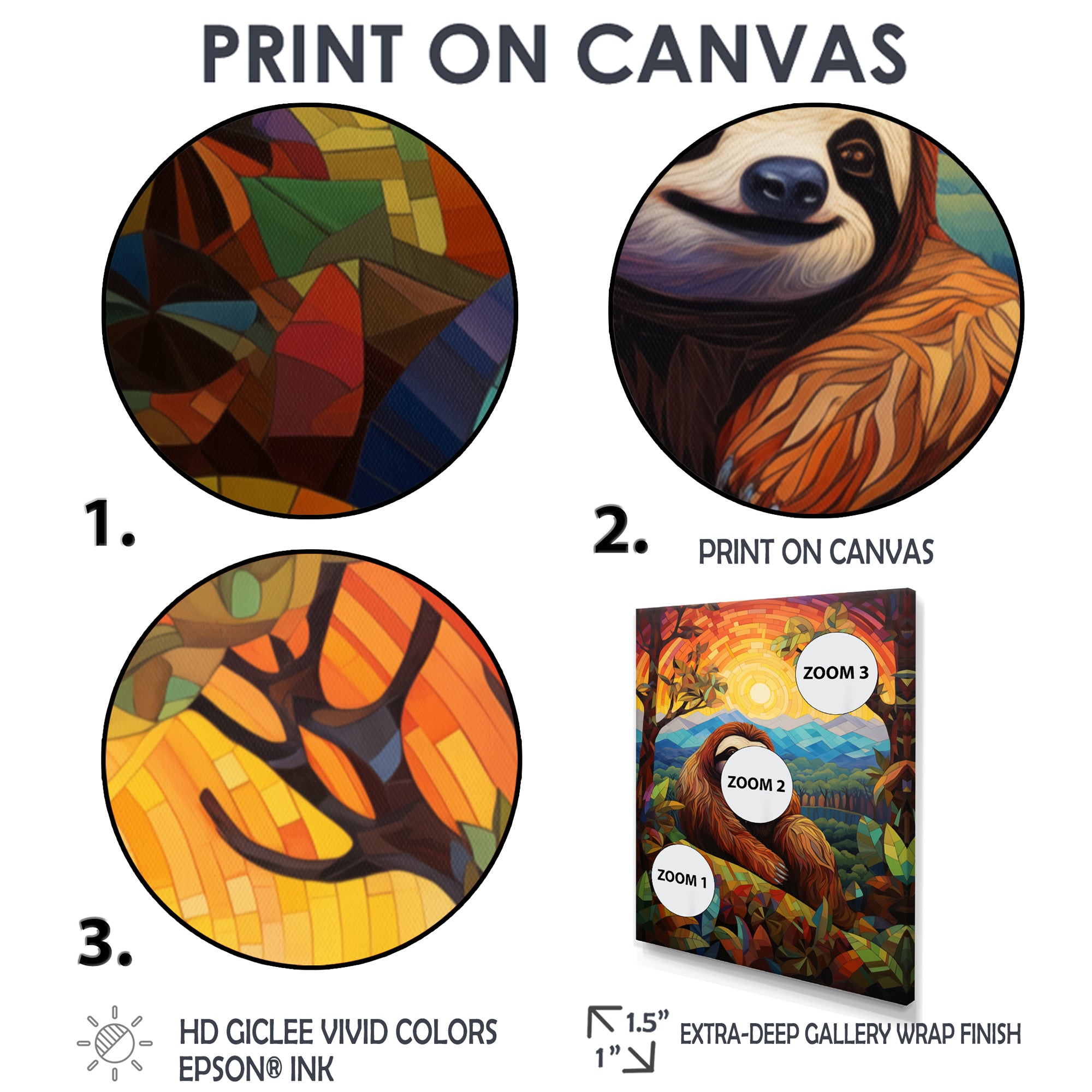 Relaxing Sloth in colorful landscape - Sloth Bedroom Wall Art