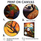Relaxing Sloth in colorful landscape - Sloth Bedroom Wall Art
