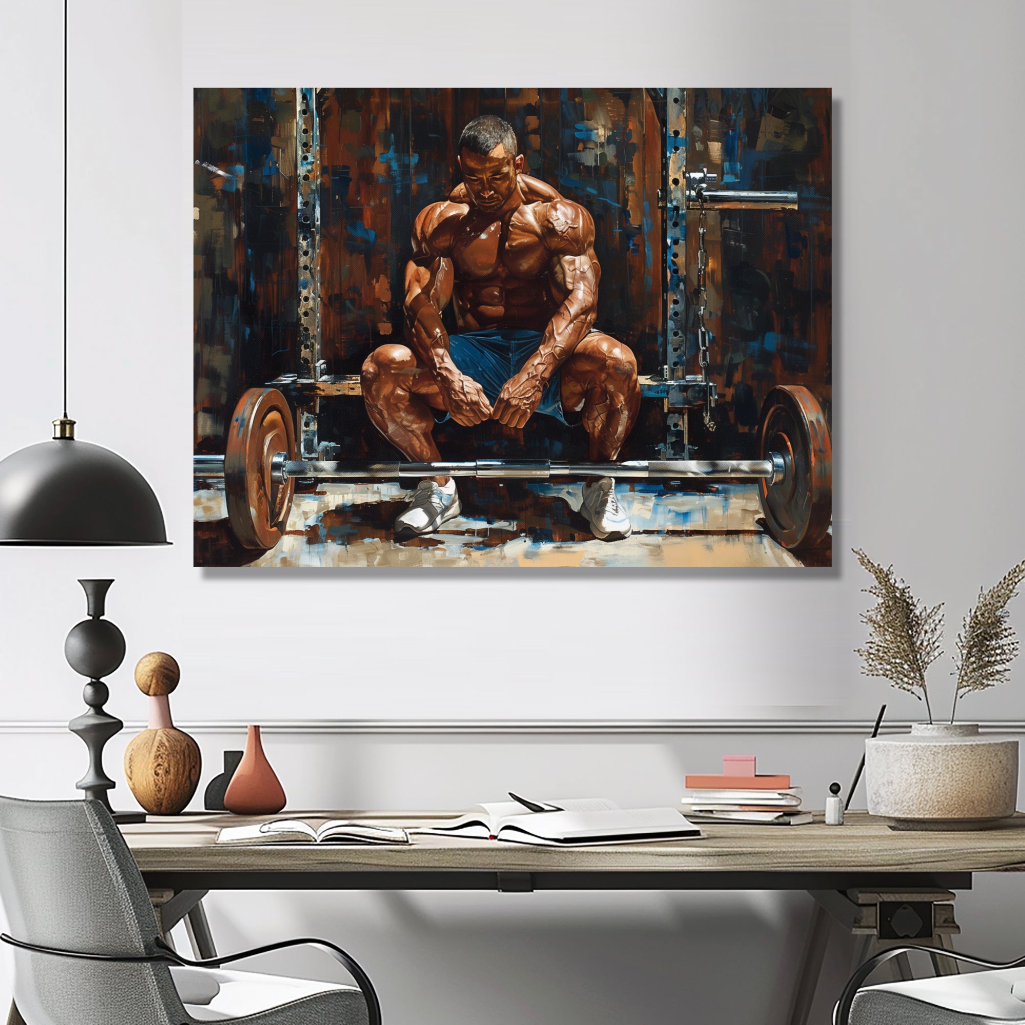 Bodybuilding Weightlifting Determination - Aerobic & Bodybuilding Canvas Wall Art