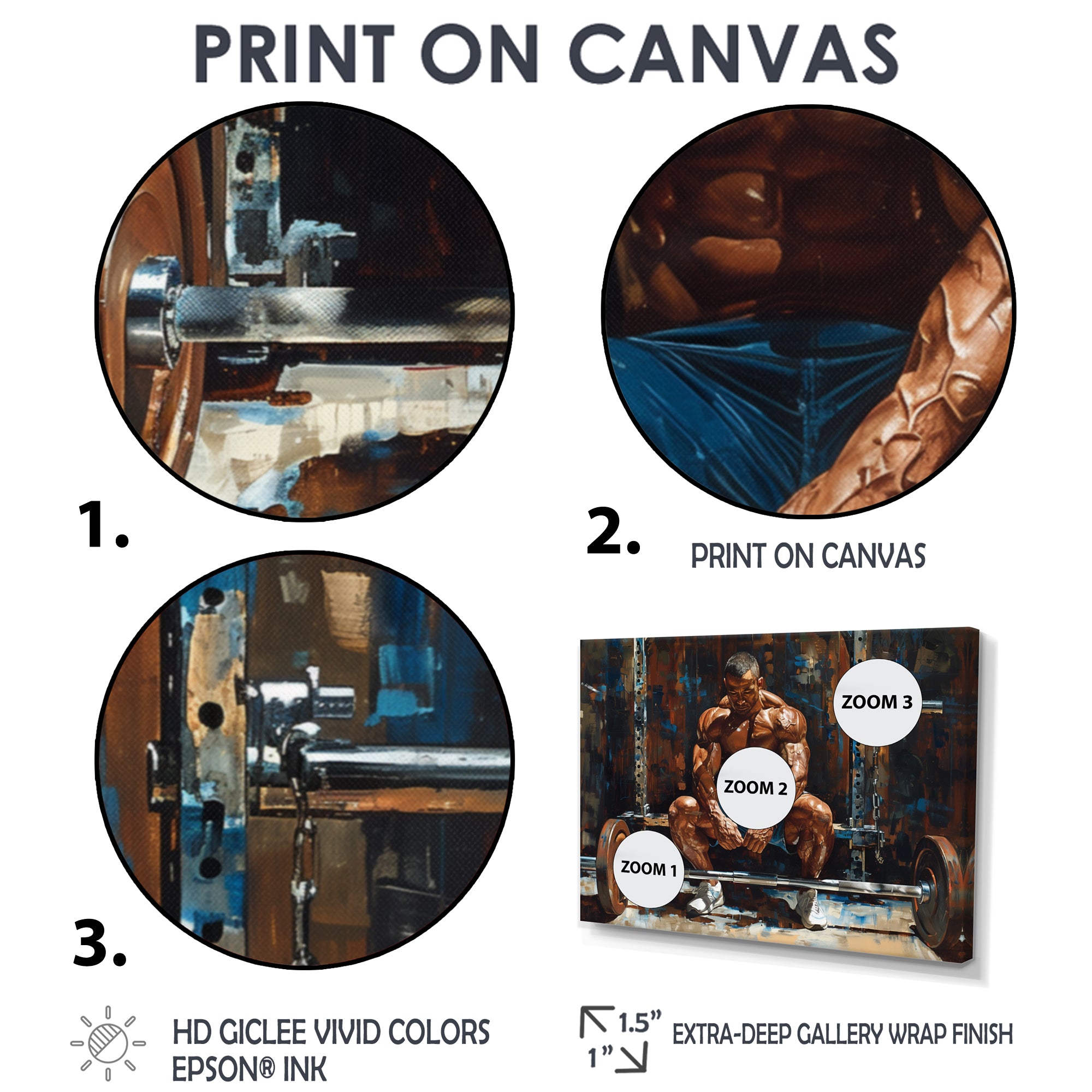 Bodybuilding Weightlifting Determination - Aerobic & Bodybuilding Canvas Wall Art