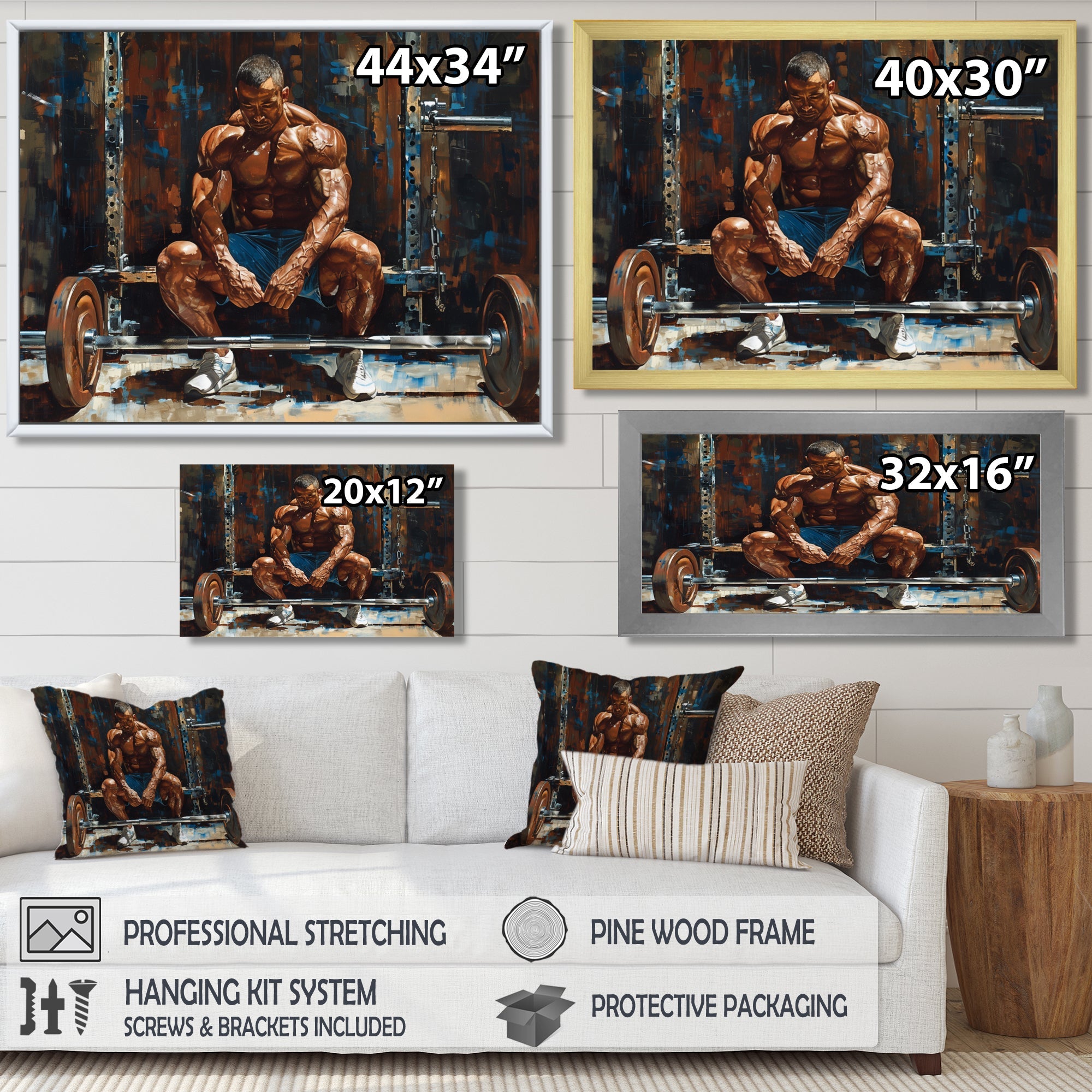 Bodybuilding Weightlifting Determination - Aerobic & Bodybuilding Canvas Wall Art