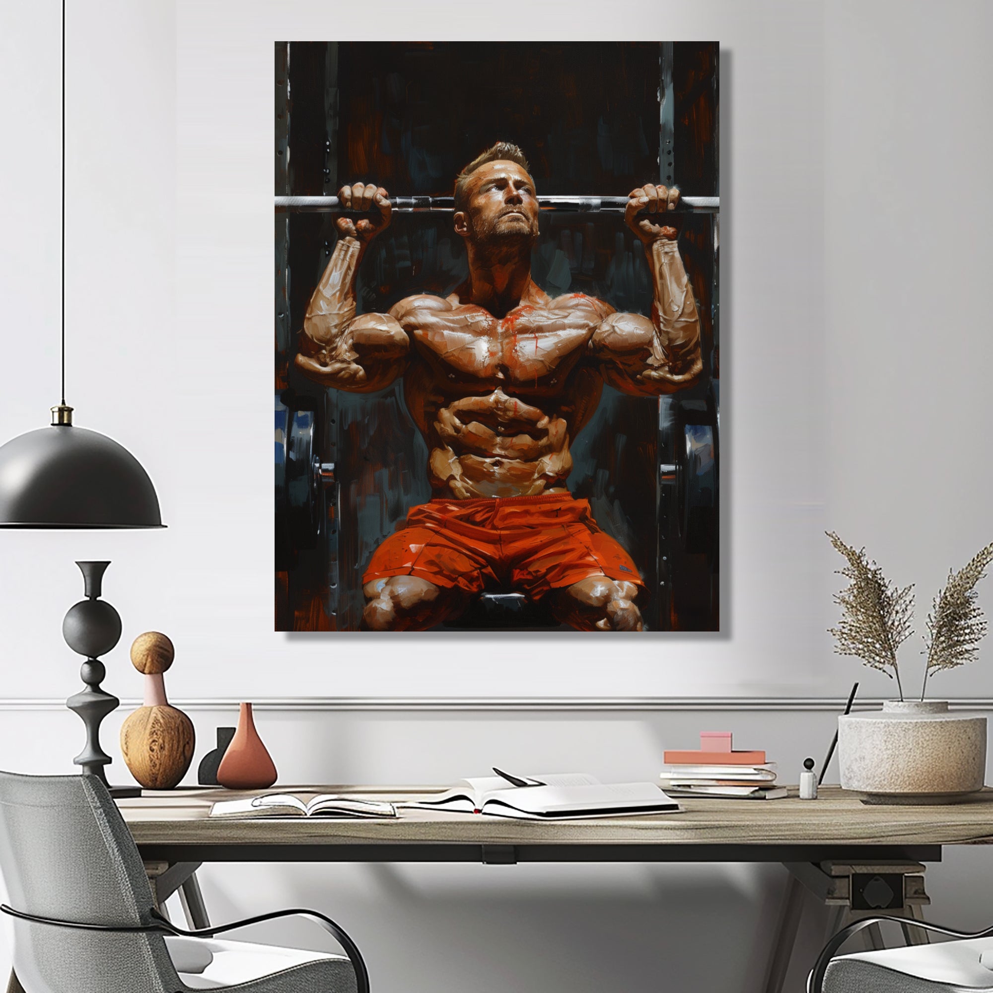 Determined Weightlifting Men Competition I - Aerobic & Bodybuilding Canvas Wall Art