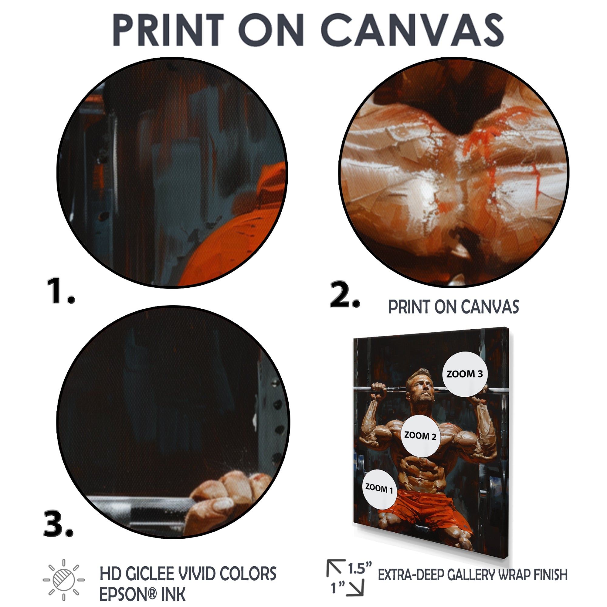 Determined Weightlifting Men Competition I - Aerobic & Bodybuilding Canvas Wall Art