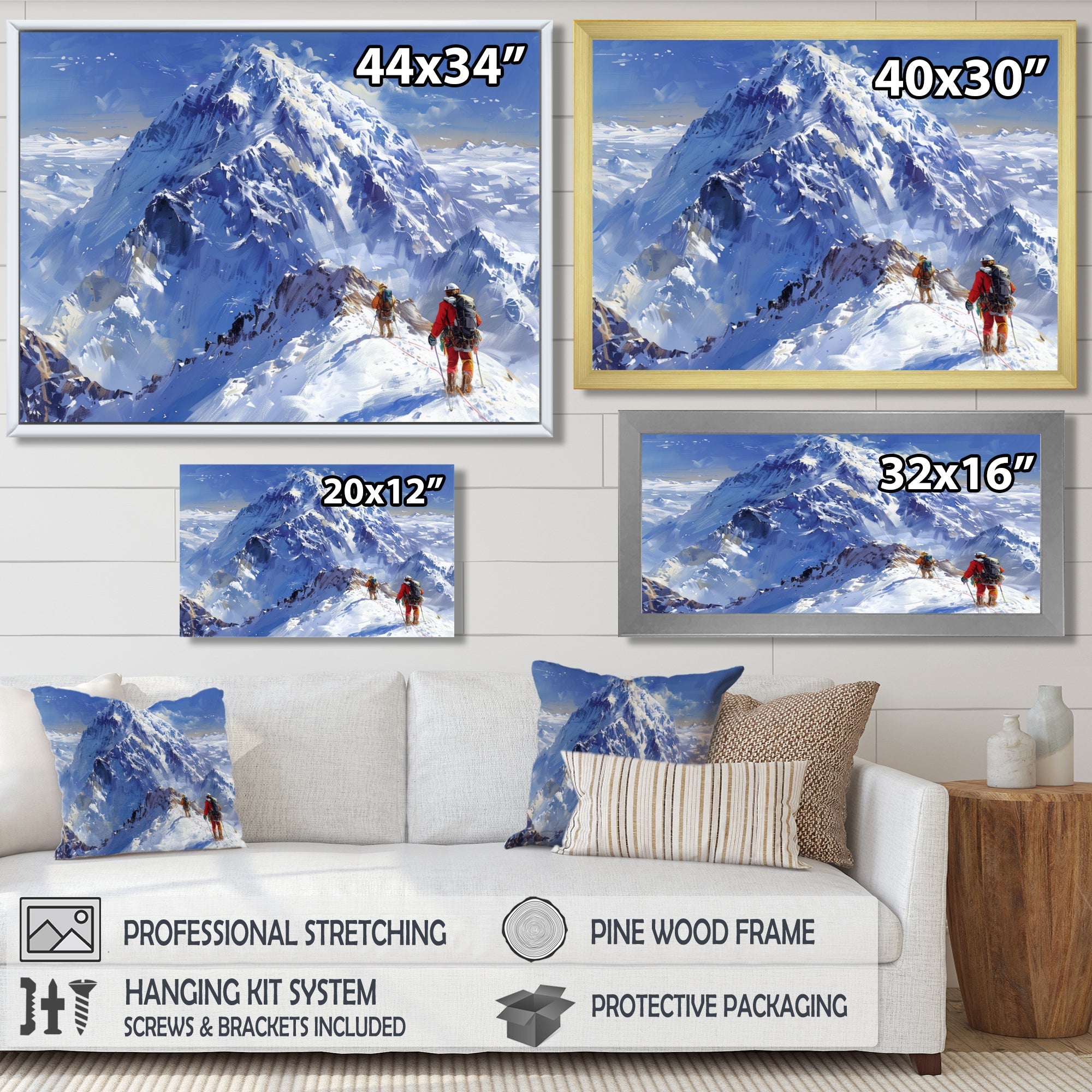 Mountain Snow Hiking In Alaska I - Hiking Canvas Wall Art