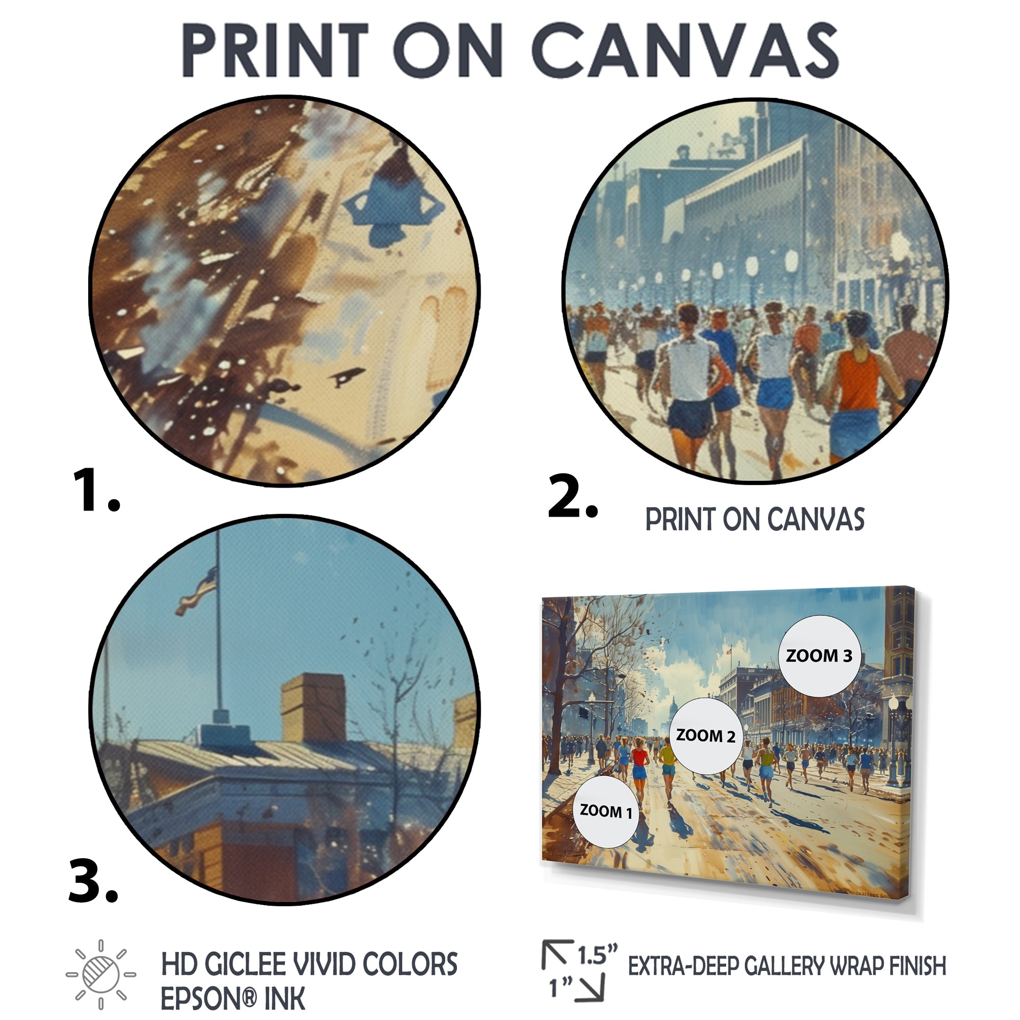 Running Marathon In Boston - Running Canvas Wall Art