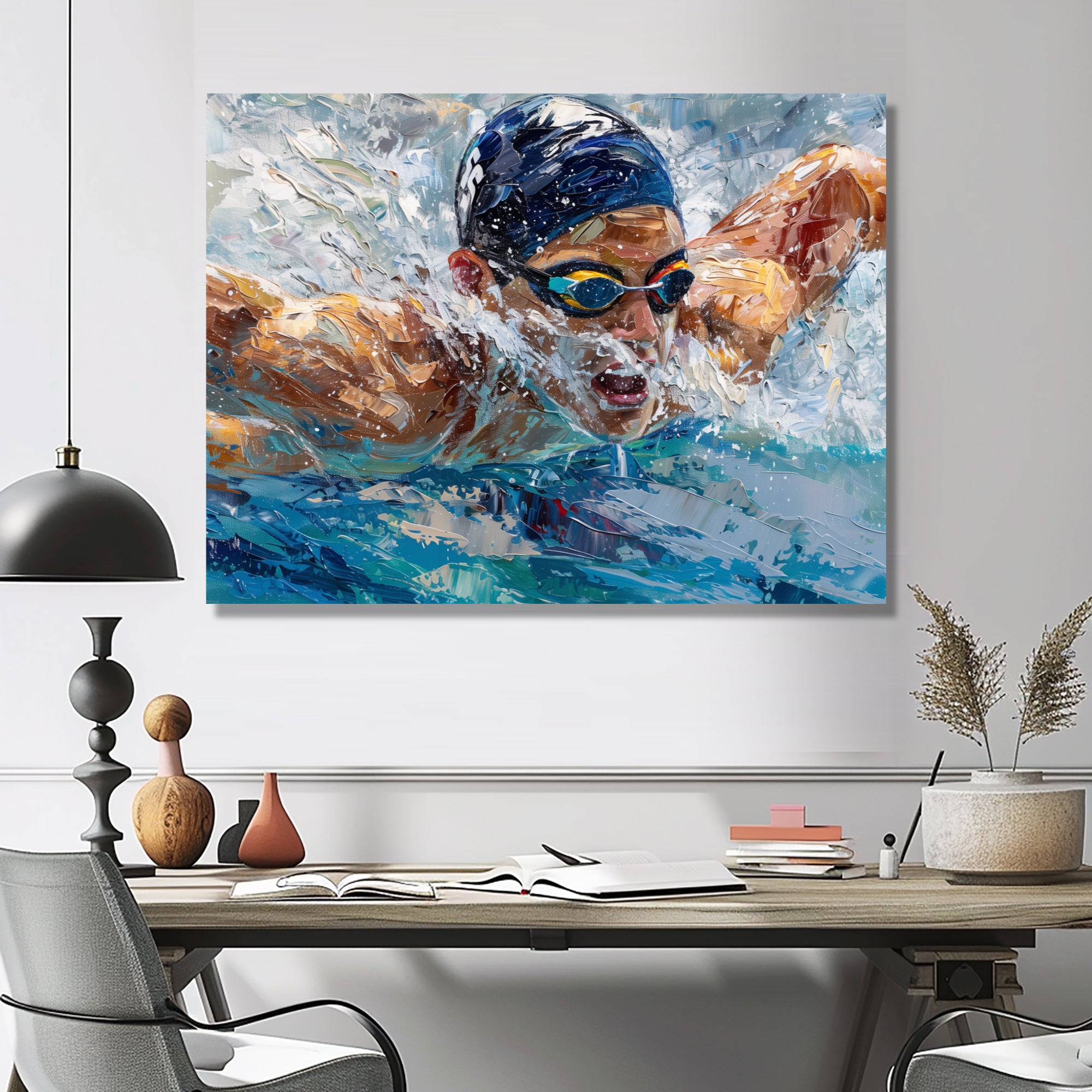 Swimming Competition At The Olympics I - Swimming Canvas Wall Art