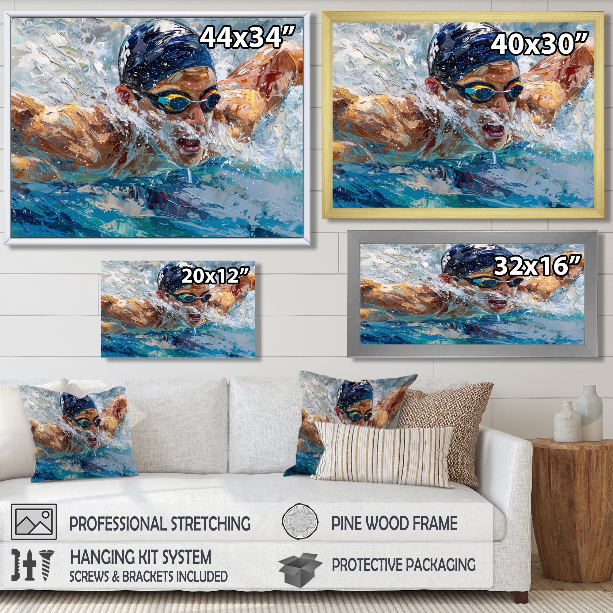 Swimming Competition At The Olympics I - Swimming Canvas Wall Art