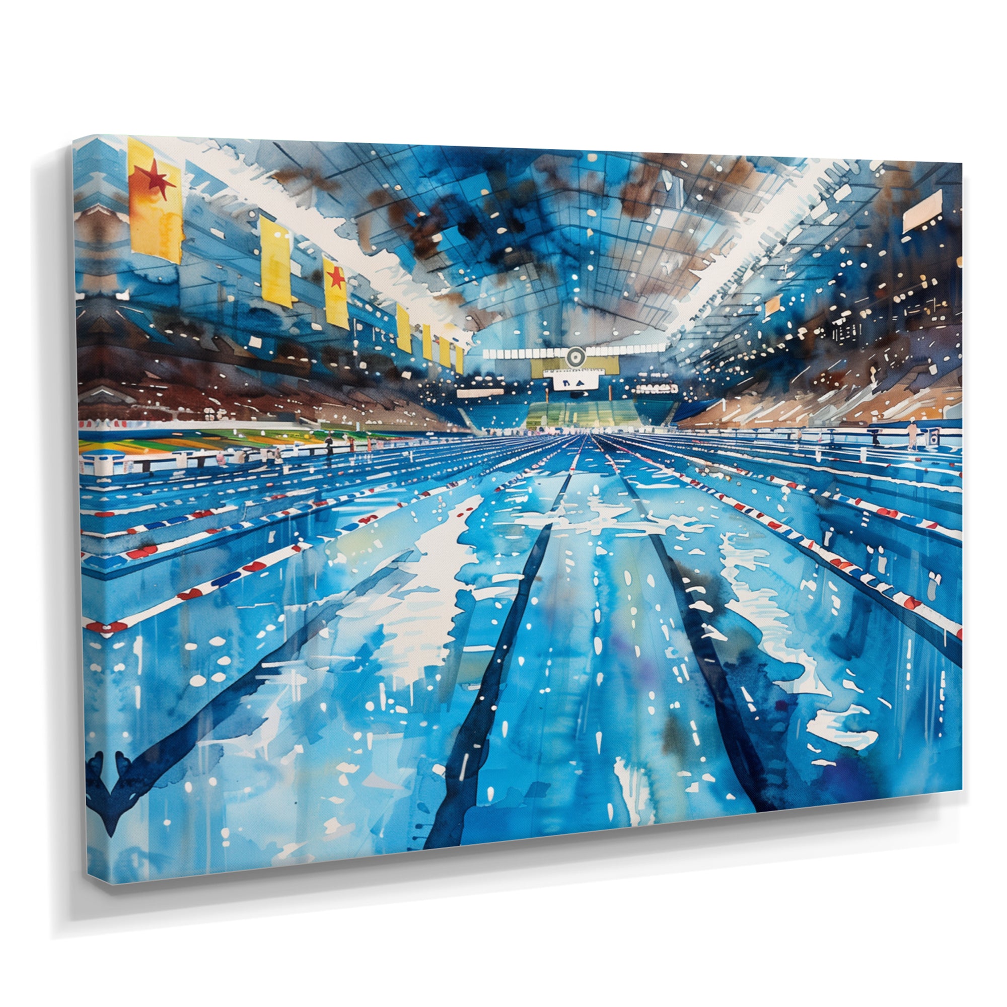 Olympic Swimming Pool Before The Race I - Swimming Canvas Wall Art