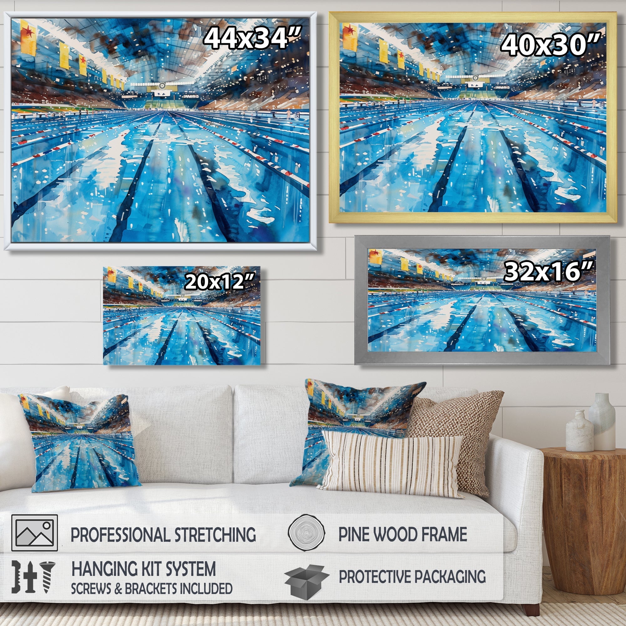 Olympic Swimming Pool Before The Race I - Swimming Canvas Wall Art