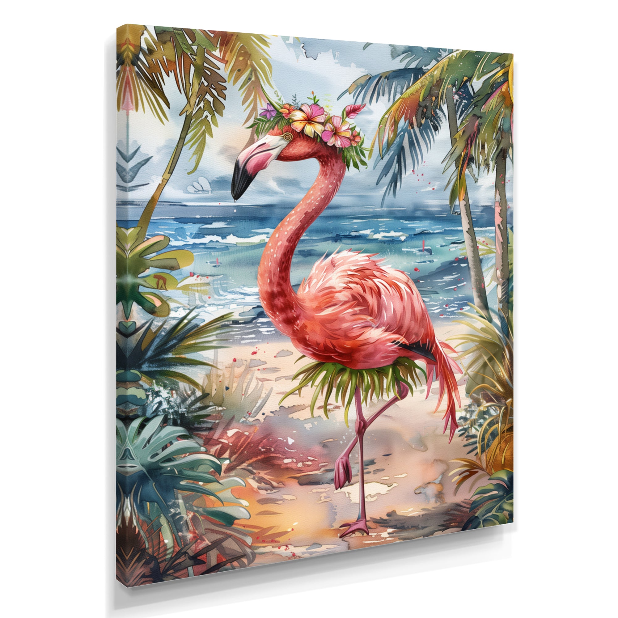 Dancing Flamingo Beach In Aruba - Flamingo Wall Art Prints