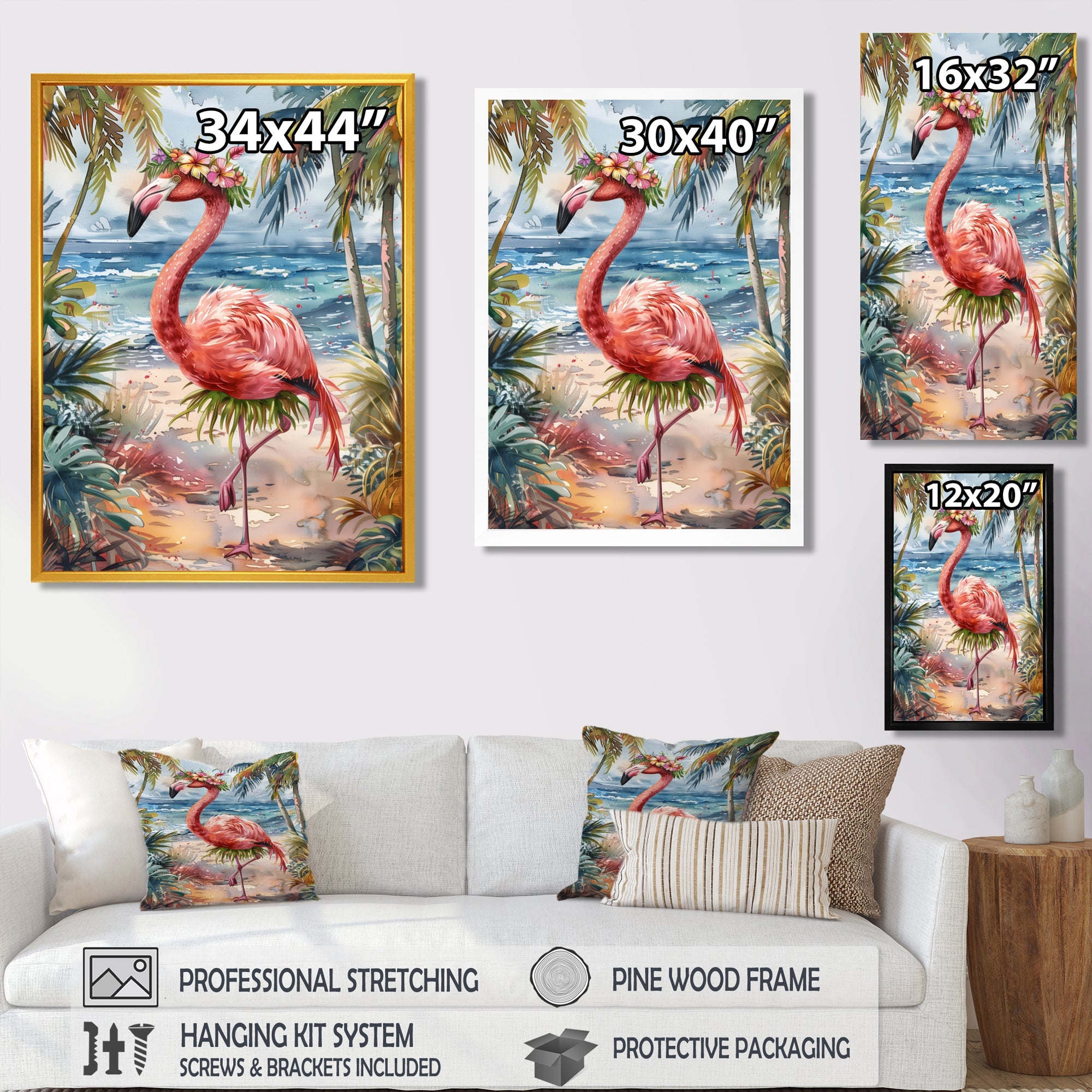 Dancing Flamingo Beach In Aruba - Flamingo Wall Art Prints
