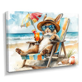 Bunny On The Beach Lounging Chair - Coastal Animal Home Decor Art