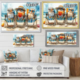 Canaries On The Beach Lounging Chair - Coastal Animal Living Room Wall Art