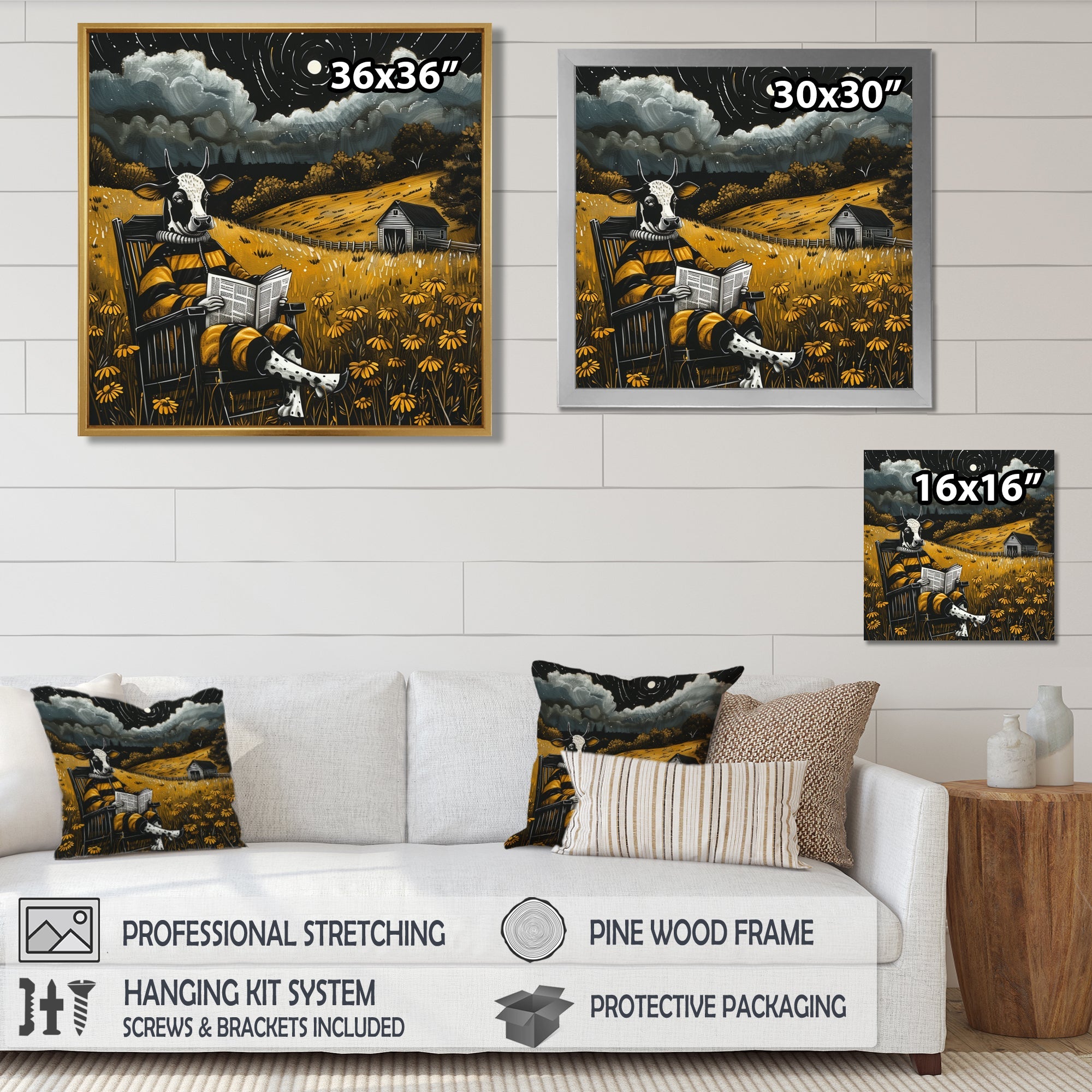 Cow Reading In The Meadow On A Rocking Chair - Cow Wall Decor