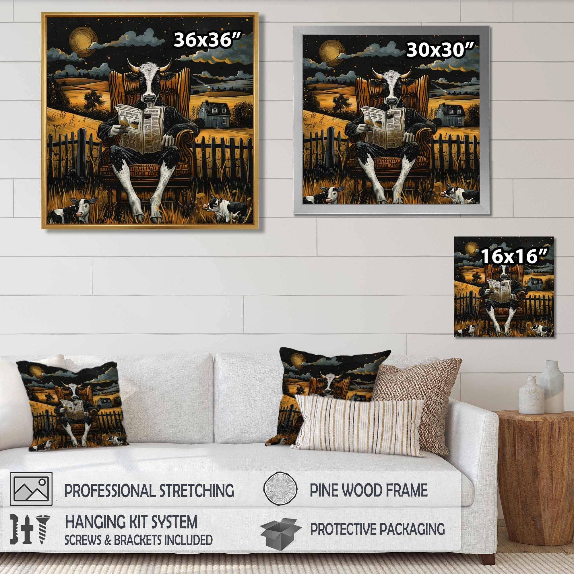 Cow Reading In The Meadow On A Chair - Cow Wall Art Prints