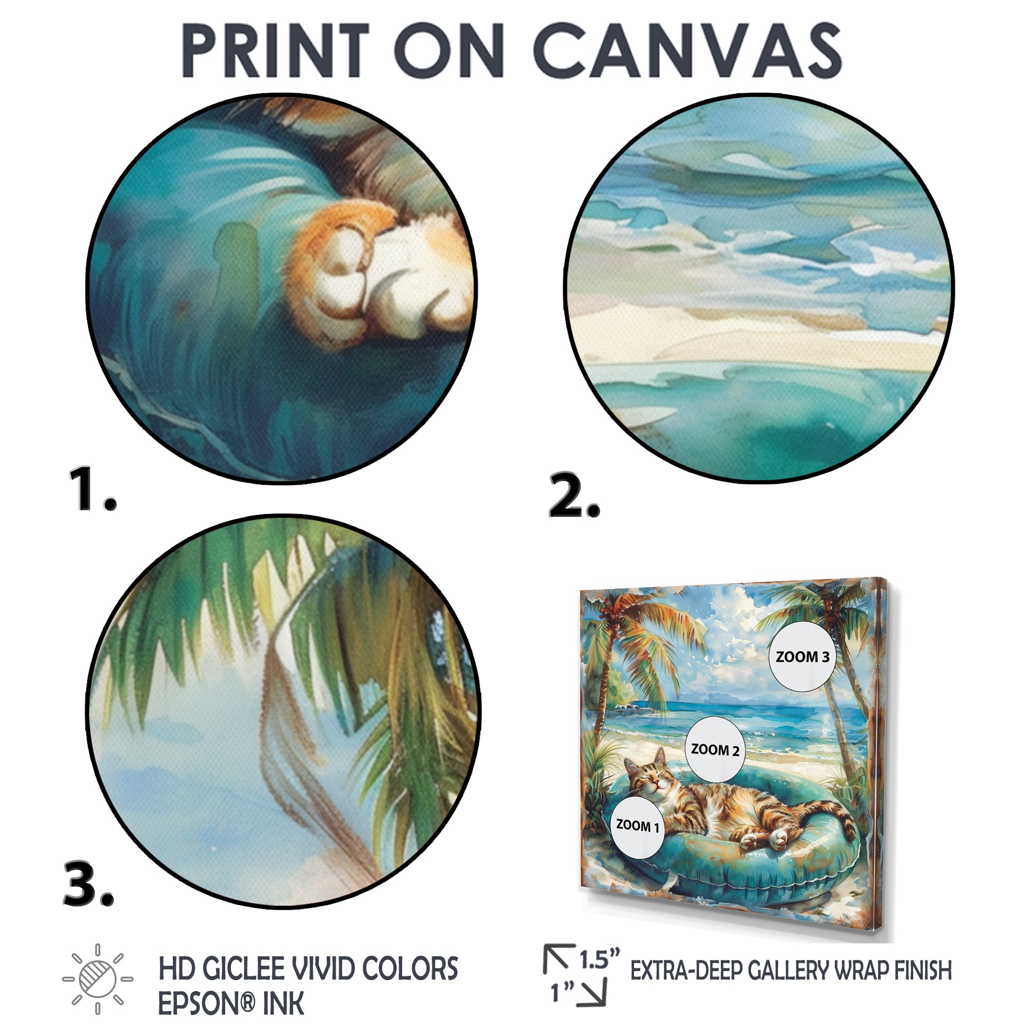 Felines Coastal Cat Nap Oasis - Blue Coastal Animal Wall Art
