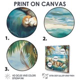 Felines Coastal Cat Nap Oasis - Blue Coastal Animal Wall Art