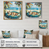 Felines Coastal Cat Nap Oasis - Blue Coastal Animal Wall Art