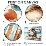 Hedgehog Beachside Lounging - Coastal Animal Living Room Wall Art