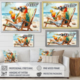 Parrot On The Beach Lounging - Coastal Animal Wall Decor