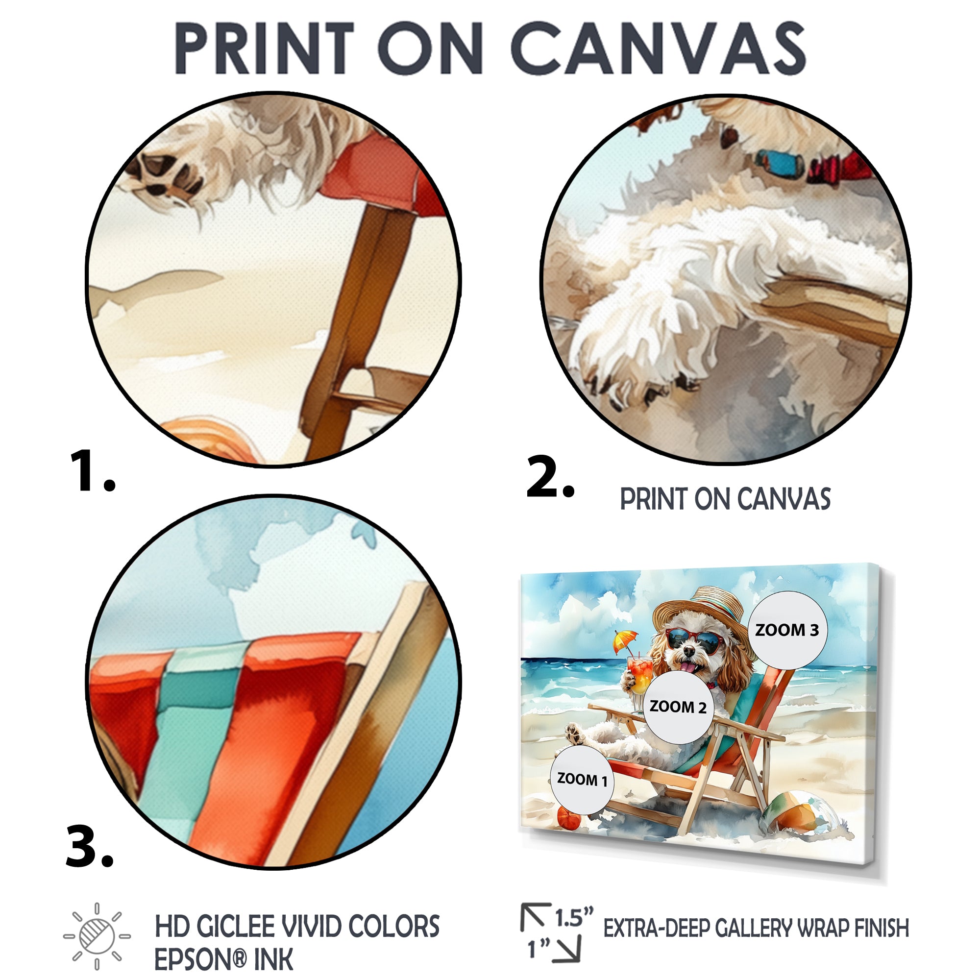 Grey Poodle Dog On The Beach Relaxing - Coastal Animal Wall Decor