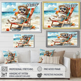 Grey Poodle Dog On The Beach Relaxing - Coastal Animal Wall Decor